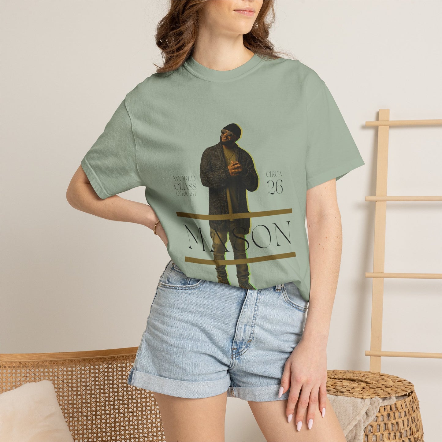 Mason Portrait T‑Shirt — Vintage Garment‑Dyed Graphic Tee