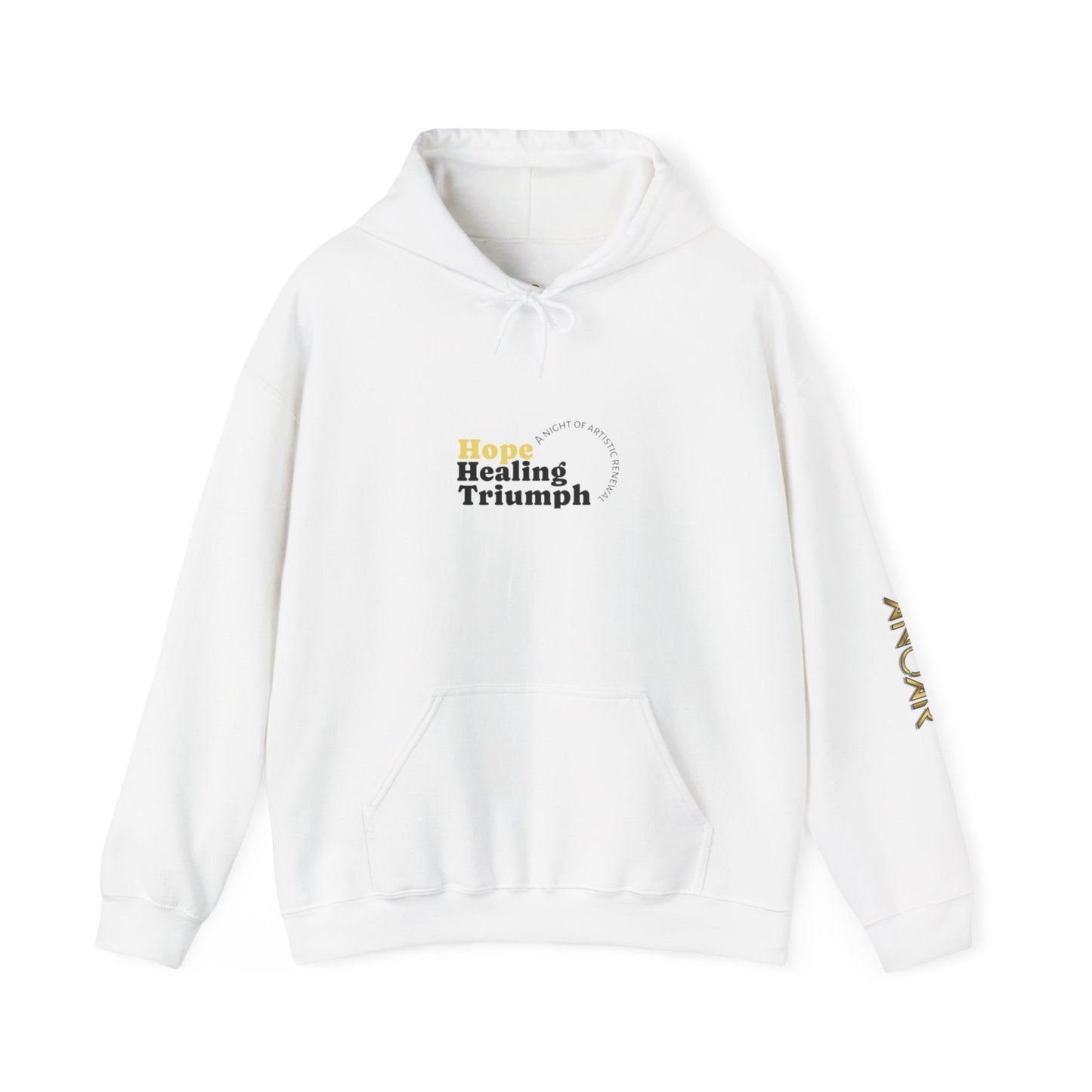 Inspirational White Pullover with 'Hope Healing Triumph'