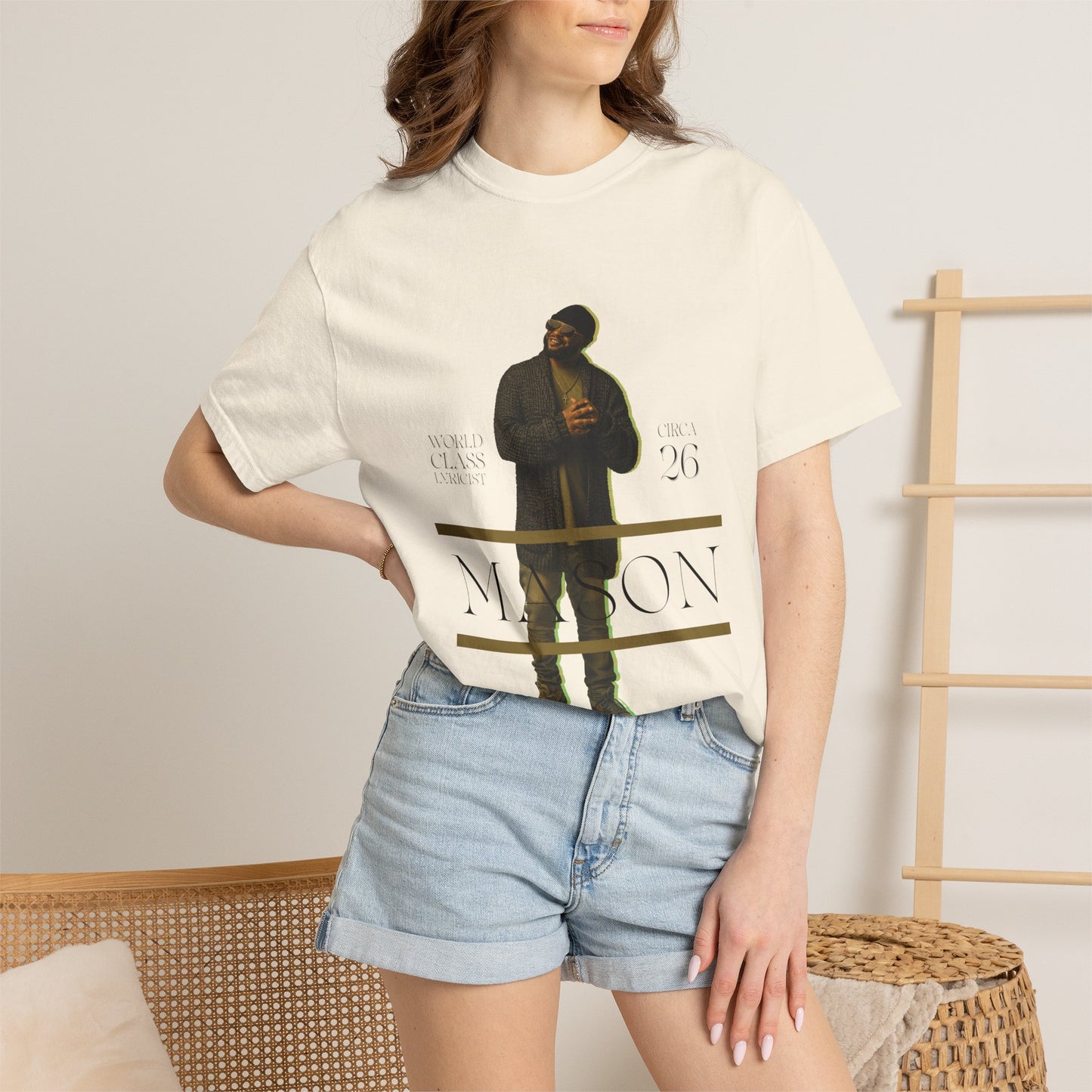 Mason Portrait T‑Shirt — Vintage Garment‑Dyed Graphic Tee
