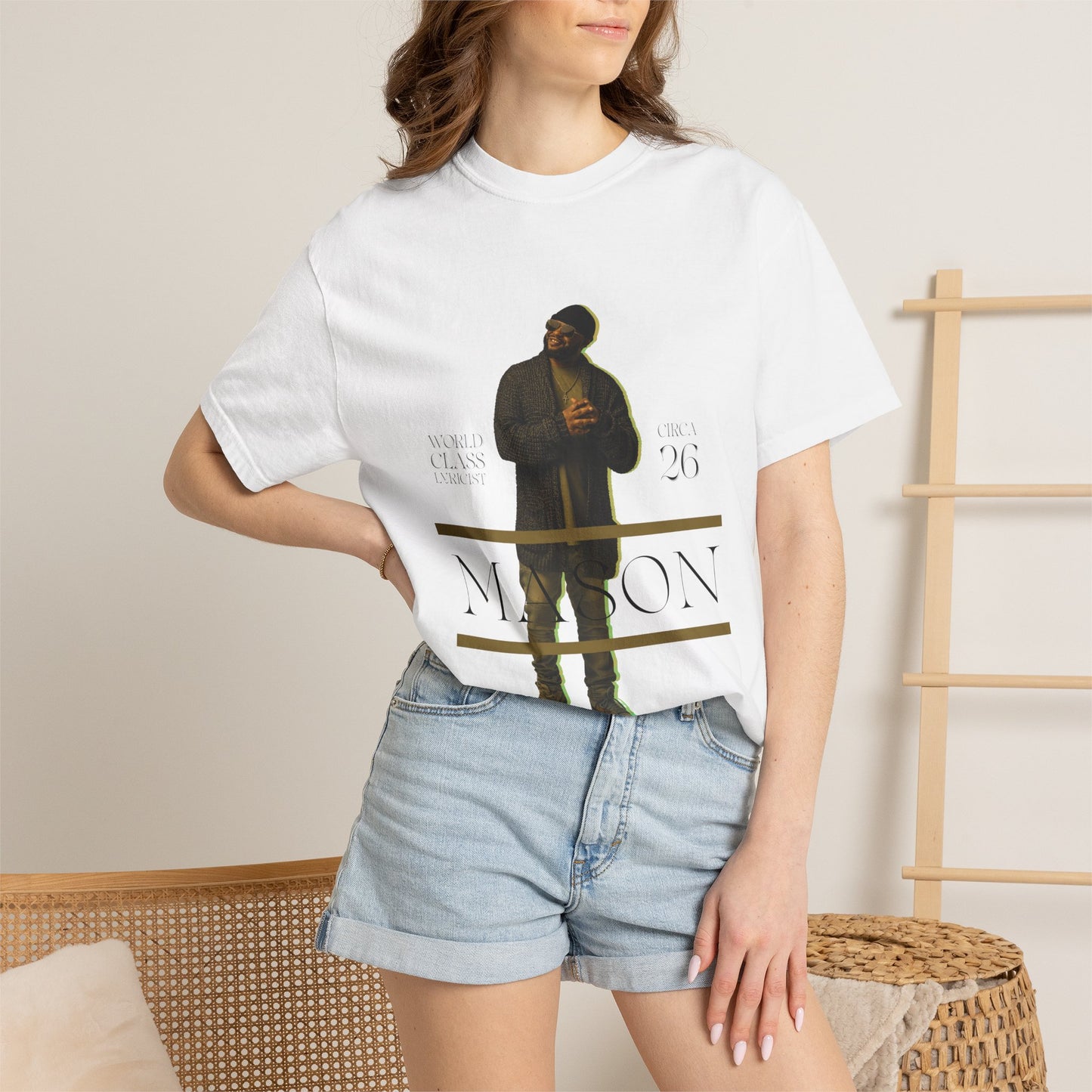 Mason Portrait T‑Shirt — Vintage Garment‑Dyed Graphic Tee